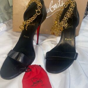 Christian Louboutin Black Heels with Gold Chain